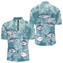 Hoodie Pêcheur Nom Personnalisable - Bleu D'eau - Polo Zippé Homme