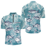 Hoodie Pêcheur Nom Personnalisable - Bleu D'eau - Polo Zippé Homme