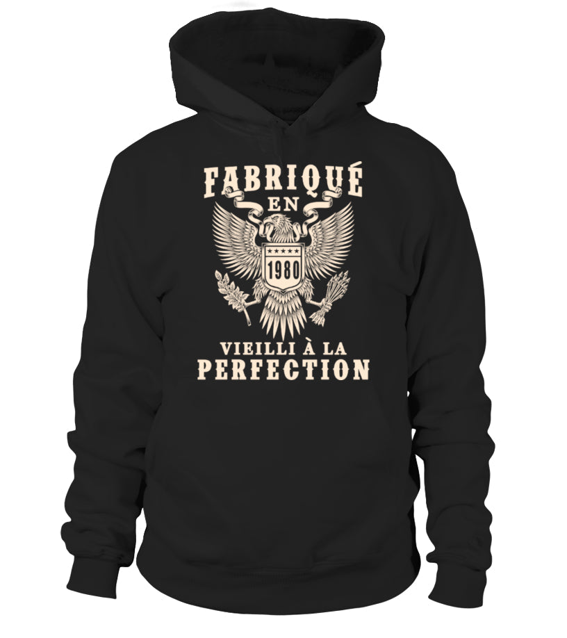 T-shirt vintage anniversaire homme noir motif aigle héraldique année naissance personnalisée cadeau homme