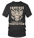 T-shirt anniversaire vintage homme noir motif aigle héraldique Fabriqué en année personnalisée vieilli perfection