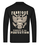 T-shirt anniversaire homme noir motif aigle héraldique vintage Fabriqué en année personnalisée perfection