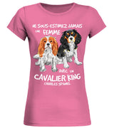 Sweat à capuche cavalier femme noir motif deux Cavalier King Charles Spaniel cadeau maîtresse promenade
