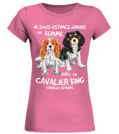 Sweat à capuche cavalier femme noir motif deux Cavalier King Charles Spaniel cadeau maîtresse promenade