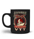 Mug cyclisme VTT humour céramique noire mate illustration vintage rouge et blanche cycliste descente médaillon thérapie