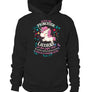 Sweat zippé licorne femme noir motif licorne mignonne crins roses papillons cadeau humour princesse