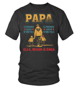 Tee-shirt papa premium marine slogan premier héros premier amour prénoms enfants vue dos