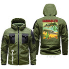 Veste softshell carnassier vert kaki capuche illustration brochet perche leurres CARNASSIER MICHEL manche