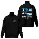 Coupe-vent matelassé sport pétanque noir avec design cœur boules et inscription J'aime la Pétanque