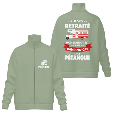 Veste Personnalisée Retraité – Camping-Car et Pétanque | Confort & Style - A02012507 - Veste col montant verte