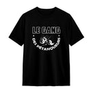 T-shirt pétanque Gang des Pétanqueurs noir avec design Le Gang des Pétanqueurs et boules au dos