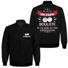 Sweat capuche zippé papa bouliste noir avec slogan Je suis un Papa Bouliste personnalisable prénom