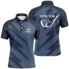 Polo golf bleu marine homme avec motif club de golf et écusson VOTRE TEAM, prénom et équipe personnalisés