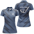 Polo golf bleu marine femme avec club de golf stylisé et logo équipe, prénom personnalisé
