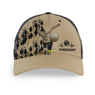 Casquette boule lyonnaise beige sable motif damier joueur en lancer PRÉNOM face personnalisé