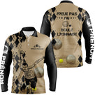 Polo boule lyonnaise manches longues homme sable humour devant prénom personnalisé