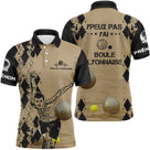 Polo boule lyonnaise homme sable visuel humour j'peux pas devant prénom manche bouliste personnalisé