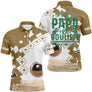 Polo pétanque beige sable damier message j'ai deux titres papa et bouliste boules réalistes PRÉNOM personnalisé