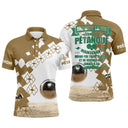 Polo pétanque beige sable damier message imagine la vie sans la pétanque maintenant rebois boules réalistes PRÉNOM