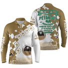 Polo pétanque beige sable damier variante coloris citation imagine bouliste boules personnalisable