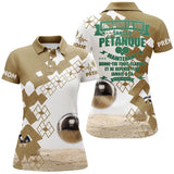 Polo pétanque beige sable damier vue dos message imagine vie sans pétanque humour bouliste boules