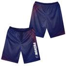 Short all-over pétanque bleu marine assorti au polo halftone rouge pour bouliste élégant