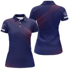 Polo pétanque Homme bleu marine design halftone points rouges et prénom imprimé manche