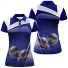 Polo pétanque Homme bleu marine photo de boules métalliques sur sciure et prénom au manche