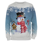 Sweat Noël variante bleu avec bonhomme de neige et flocons