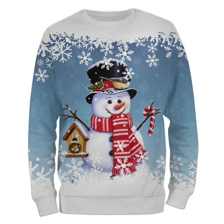 Pull Hivernal Festif: Bonhomme de Neige Souriant Avec Accessoires de Noël - CT04112333 Sweater