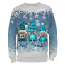 Sweat Noël variante bleu avec gnomes festifs