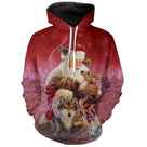 Sweat noël unisexe rouge avec Père Noël et animaux de la forêt loup et renard