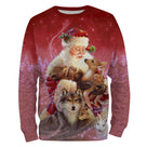Sweat noël variante avec rouge avec Père Noël et animaux de la forêt loup et renard