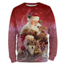 Sweat à Capuche Festif Rouge avec Père Noël et Animaux de la Forêt - Mode Hivernale Confortable - CT04112339 Sweater