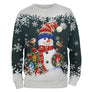 Sweat noël variante avec vert douillet avec bonhomme de neige souriant et flocons