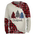 Sweat noël variante avec blanc et rouge tartan avec sapins, flocons et inscription Christmas