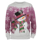 Sweat noël variante avec rose avec bonhomme de neige, écharpe et flocons festifs