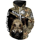T-shirt anti UV manches longues chasse sanglier camo orange, vêtement halieutique pour battue collective
