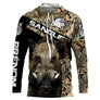 Sweat à capuche chasse sanglier camo orange, tête sanglier centrale et roseaux, vêtement chaud chasseur