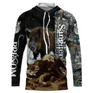 Sweat à capuche chasse sanglier chiens à courre, design action et lettrage SANGLIER, vêtement chaud chasseur