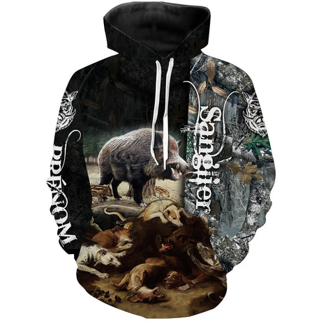 Cadeau Personnalisé Chasseur, Camouflage De Chasse, Chasse Aux Sangliers, Chasse À Courre, Chien De Chasse - CT05092229 Sweat à Capuche All Over