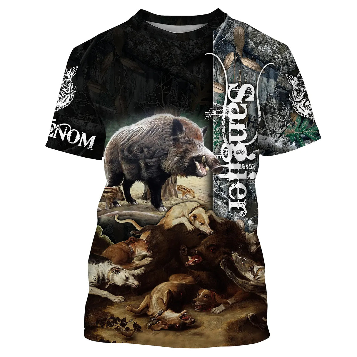 Cadeau Personnalisé Chasseur, Camouflage De Chasse, Chasse Aux Sangliers, Chasse À Courre, Chien De Chasse - CT05092229 T-shirt All OVer