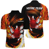 Maillot Bowling Personnalisé Homme & Femme – Design Flamme Rouge, Violet ou Bleu – Nom & Équipe Personnalisables - A05092404 - Polo homme rouge