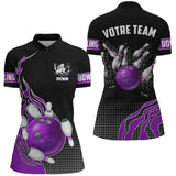 Tenue Bowling Personnalisable avec Nom & Logo Équipe – Unisexe – Flamme et Balle - A05092407 - Polo Femme Violet