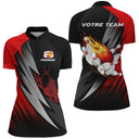 Maillot Bowling Personnalisé Homme & Femme – Design Flamme, Nom & Équipe – Rouge, Bleu, Violet - A05092410 - polo femme rouge