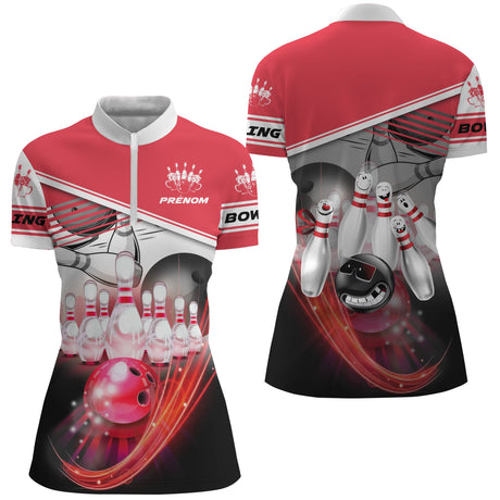 🎯 Maillot de Bowling Personnalisé – Homme & Femme – Couleurs au choix - A05092411 - Polo Femme rouge
