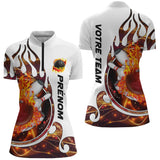 Maillot de Bowling Personnalisé Femme & Homme – Design Flamme | Prénom & Équipe - A05092412 - Polo Femme rouge