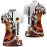 Maillot de Bowling Personnalisé Femme & Homme – Design Flamme | Prénom & Équipe - A05092412 - Polo Femme rouge