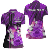 Maillots de Bowling Personnalisés Homme Femme – Prénom & Équipe | Couleurs Dynamiques - A05092414 - Polo femme violet