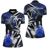 Maillot Bowling Personnalisé Homme & Femme – Design Dynamique Rouge, Bleu ou Violet - A05092415 - polo femme bleu