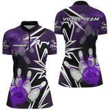 Maillot Bowling Personnalisé Homme & Femme – Design Dynamique Rouge, Bleu ou Violet - A05092415 - polo femme violet